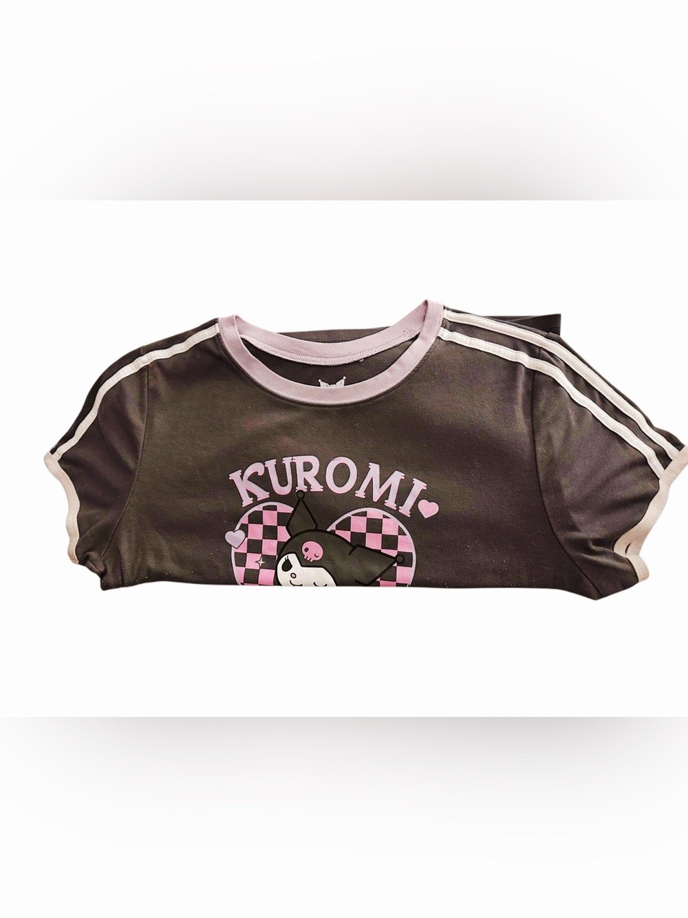 Sanrio Kuromi Making Mischief Graphic Ringer Tee Shirt XL Black Pink Y2K Kawaii - Picture 2 of 5